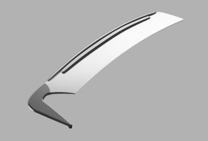 Digital scythe blade model before machining