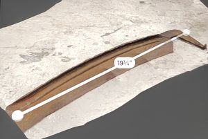 Scanned smaller scythe reference with measurement overlay